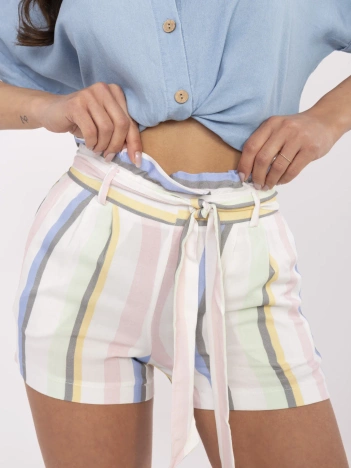 Białe letnie szorty w paski RUE PARIS
