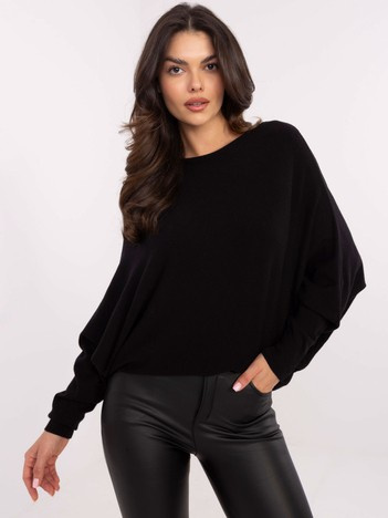 Czarny sweter oversize w jednolitym kolorze