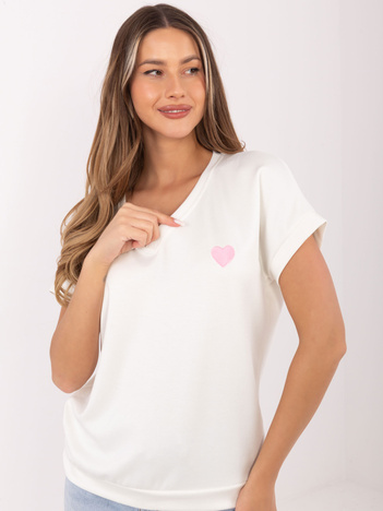 Ecru casualowa bluzka oversize z dekoltem V