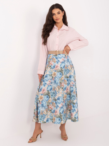 Jasnoniebieska długa spódnica z printem RUE PARIS