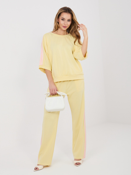 Pastelowy żółty dresowy komplet z rękawem 3/4 RUE PARIS