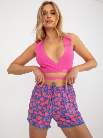 Turkusowe krótkie szorty casualowe z koronką FRESH MADE