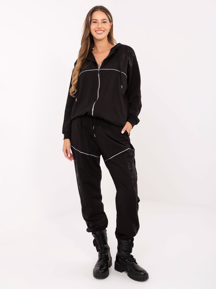 Czarny dwuczęściowy komplet z rozpinaną bluzą