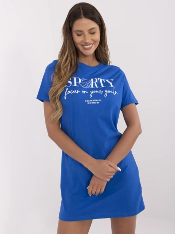 Kobaltowa krótka sukienka t-shirtowa SUBLEVEL