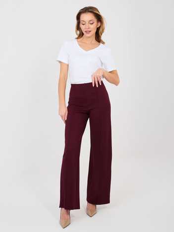 Śliwkowe garniturowe spodnie z przeszyciami RUE PARIS