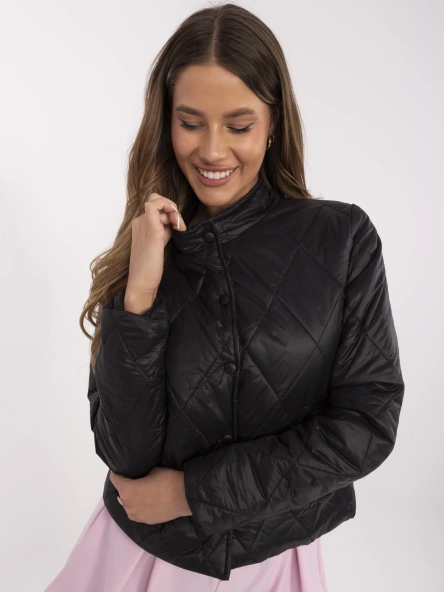 Czarna przejściowa kurtka damska z kieszeniami