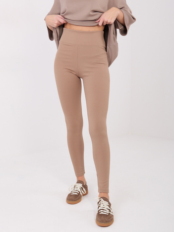 Ciemnobeżowe legginsy z wysokim stanem