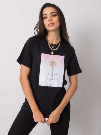 Czarny t-shirt z bawełny Vanessa