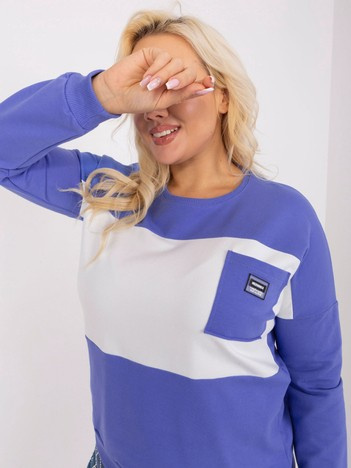 Brudnofioletowo-ecru bluzka plus size z bawełny