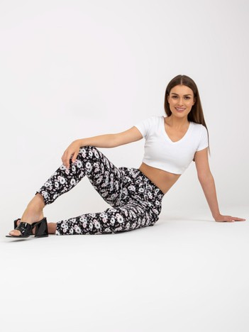 Czarne lekkie spodnie z materiału w kwiaty SUBLEVEL