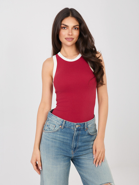 Ciemnoczerwony top z kontrastowym wykończeniem SUBLEVEL