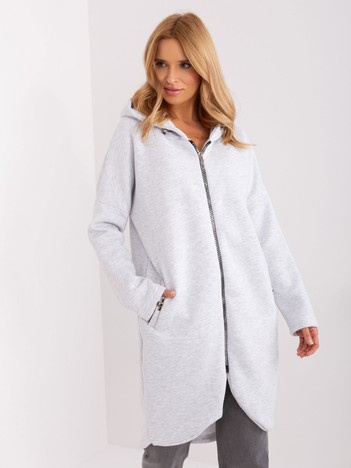 Jasnoszara melanżowa ocieplana bluza basic Tina RUE PARIS