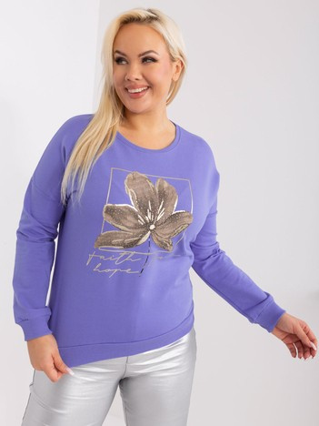 Fioletowa bluzka plus size z długim rękawem