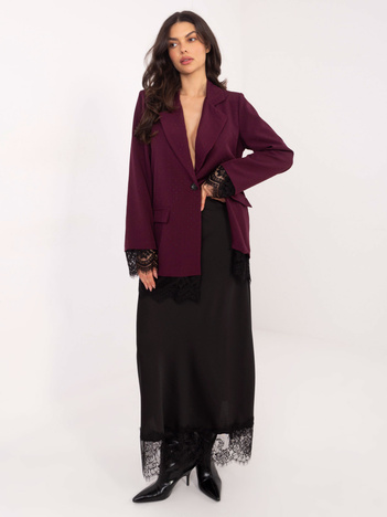 Burgundowo-czarna wizytowa marynarka z aplikacjami