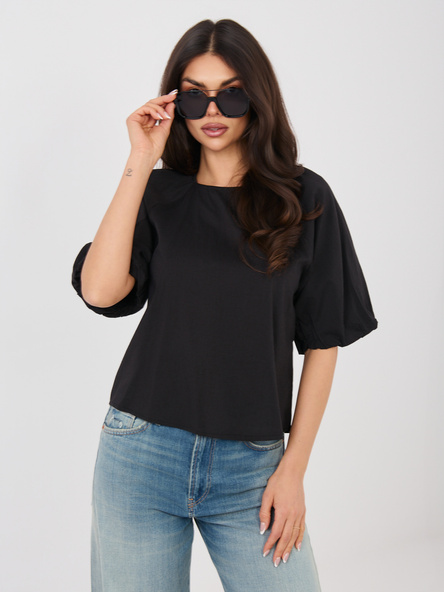 Czarna damska bluzka z okrągłym dekoltem SUBLEVEL