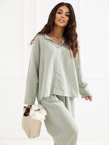 Khaki bawełniana bluzka na lato