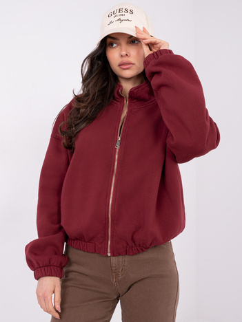 Bordowa ocieplana bluza basic z suwakiem