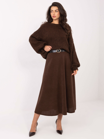 Brązowa spódnica o prążkowanej fakturze RUE PARIS