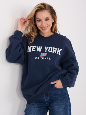 Granatowa ocieplana bluza bez kaptura