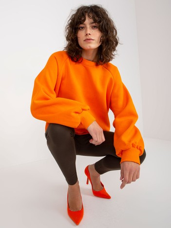 Pomarańczowa dresowa bluza basic o kroju oversize