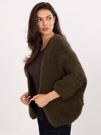 Khaki damski kardigan o kroju oversize