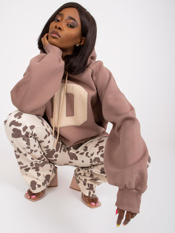 Brązowa bluza dresowa oversize z kapturem Valeria