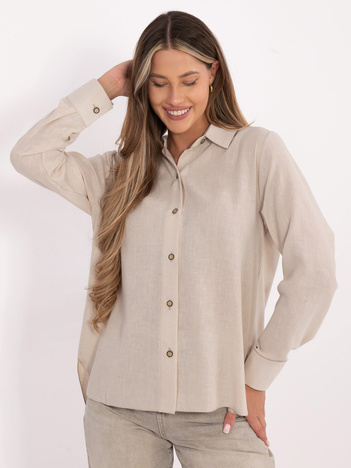 Beżowa rozpinana koszula z kołnierzykiem