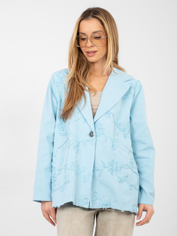 Jasnoniebieska jeansowa marynarka z bawełny RUE PARIS