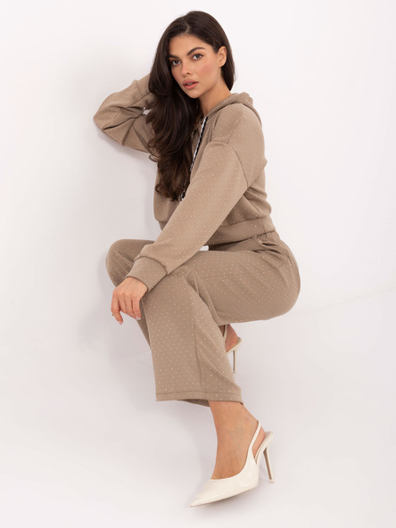 Ciemnobeżowy damski komplet z troczkami RUE PARIS