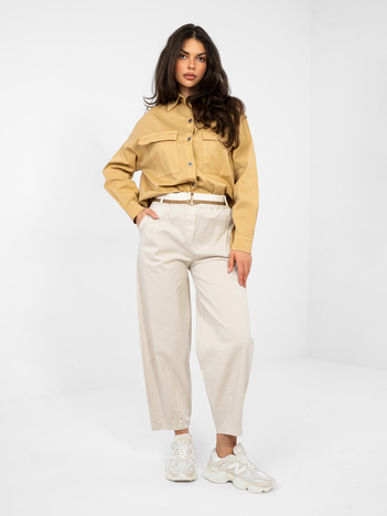 Jasnobeżowe spodnie marchewki z bawełny