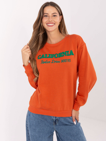 Ciemnopomarańczowa dresowa bluza bez kaptura