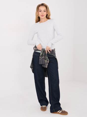 Jasnoszara damska bluzka basic z bawełny