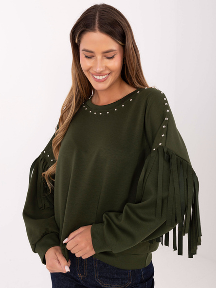 Khaki damska bluza w stylu country RUE PARIS