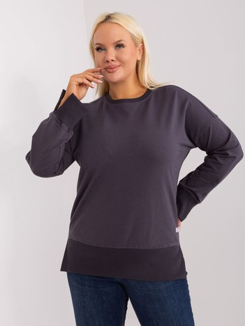 Grafitowa dresowa bluza plus size z rozcięciami