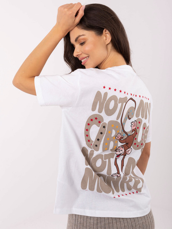 Biały damski t-shirt z napisami SUBLEVEL