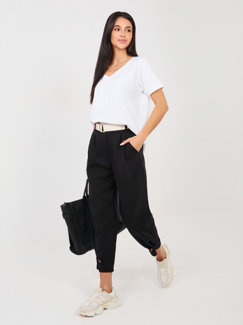 Czarne dresowe spodnie z nogawką 7/8