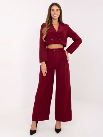 Bordowy elegancki komplet w jednolitym kolorze RUE PARIS