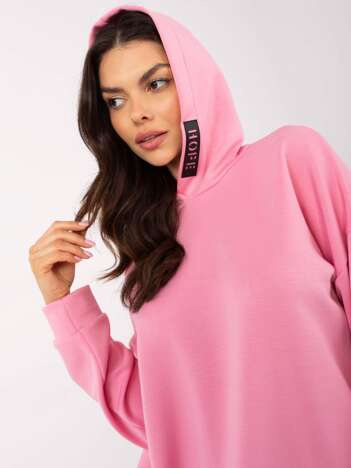 Różowa damska bluza hoodie z naszywkami