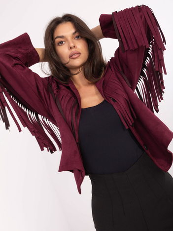 Bordowa zamszowa kurtka w stylu country