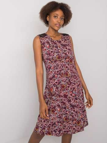 Bordowa sukienka we wzory Sousanna