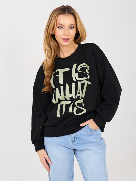 Czarna bluza oversize z miękkiego materiału RUE PARIS