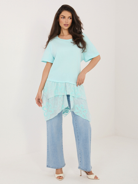 Miętowa asymetryczna bluzka z bawełny