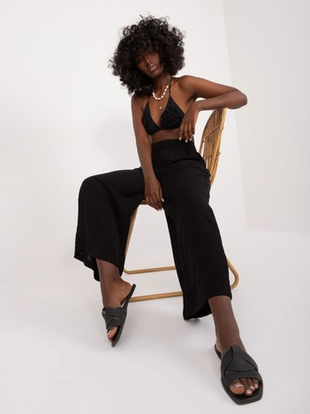 Czarne szerokie spodnie z wiskozy SUBLEVEL