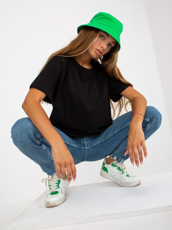 Czarny asymetryczny t-shirt basic z bawełny