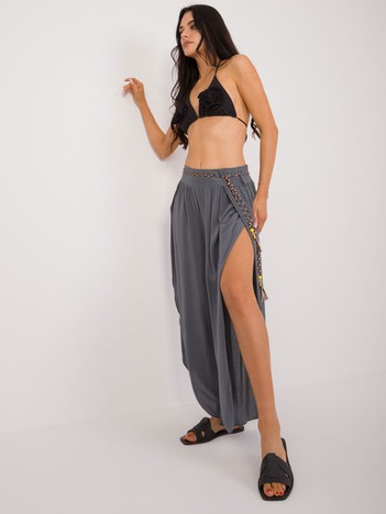 Grafitowe spodnie szwedy z paskiem OCH BELLA