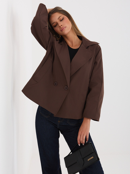 Brązowy damski płaszcz oversize z podszewką RUE PARIS