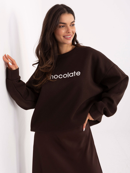 Ciemnobrązowa bluza oversize bez kaptura RUE PARIS