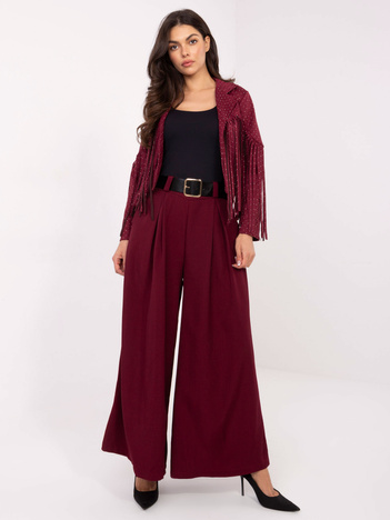 Bordowe eleganckie spodnie palazzo
