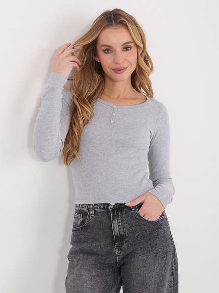 Jasnoszara krótka bluzka basic z bawełny