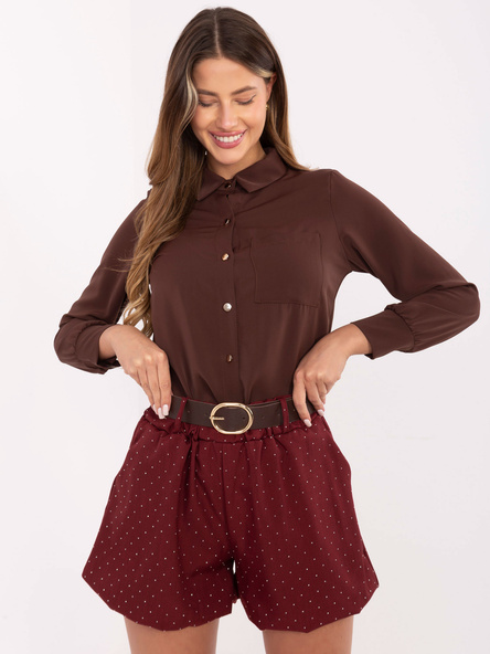 Bordowe eleganckie szorty o kroju bombka RUE PARIS